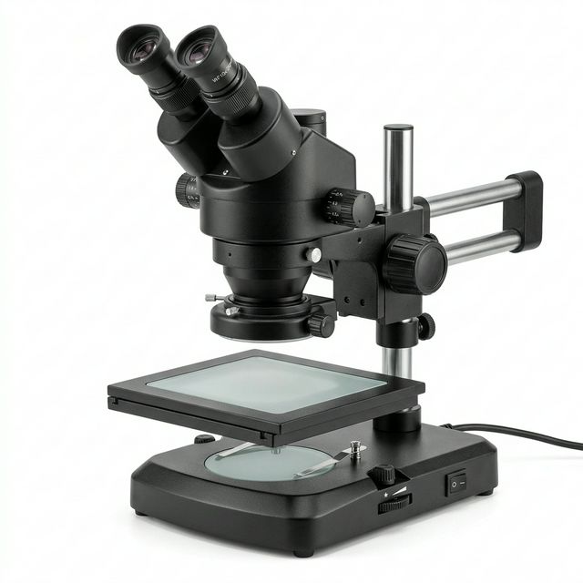0.75X-5X Trinocular Stereo Microscope with LED, Transmitted Illumination